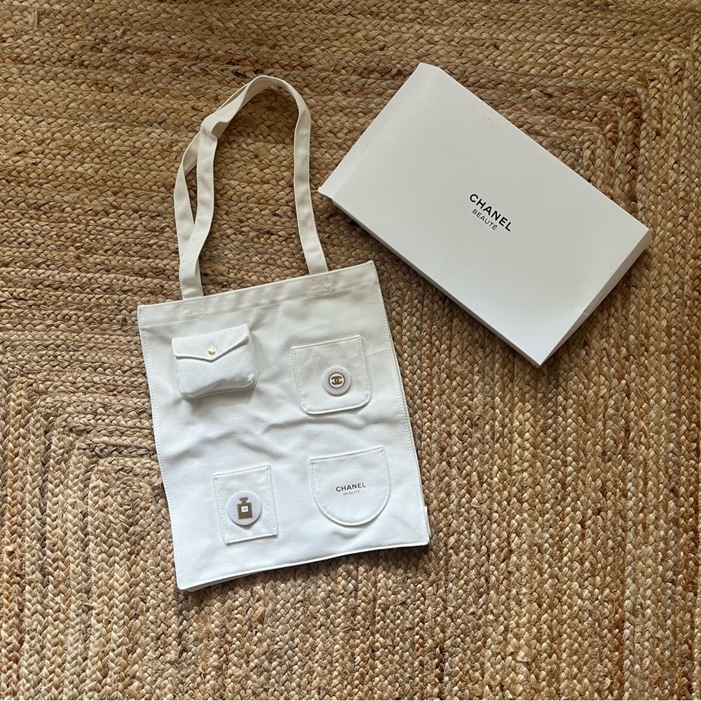Chanel Cream Canvas Pocket Tote